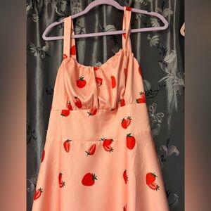 Belle Poque Pink Strawberries Retro party dress 2X